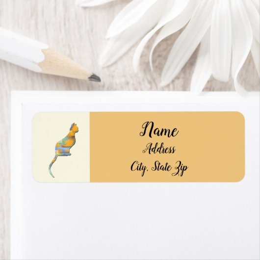 Cat Brown Colour Block Kat Pet Kitten Etiket (Insitu)