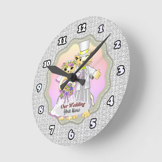 Cat Bruid en Bruidegom aangepaste bruiloft Ronde Klok (Hoek)