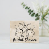 Cat Bruids Douche Uitnodiging Bruin Waterverf (Staand voorkant)