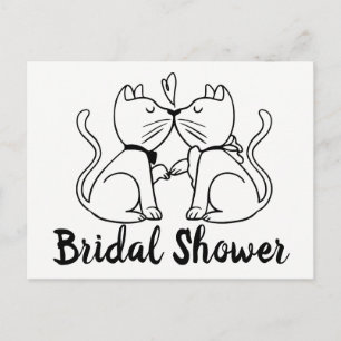 Cat Bruids Douche Uitnodiging Zwart Wit Modern Briefkaart
