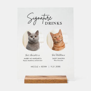 Cat bruiloft handtekening Drinken Cocktail Bar Fro Acryl Bord