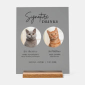 Cat bruiloft handtekening Drinken Cocktail Bar Fro Acryl Bord (Voorkant)