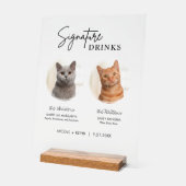 Cat bruiloft handtekening Drinken Cocktail Bar Fro Acryl Bord (Hoek)