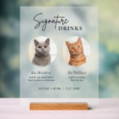 Cat bruiloft handtekening Drinken Cocktail Bar Fro Acryl Bord (Neutraal)