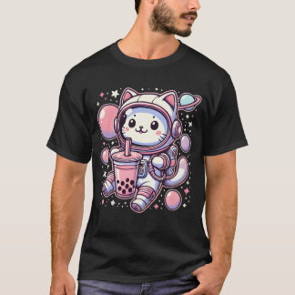 Cat Bubble Bobaea In Space Astronaut Anime boy T-shirt