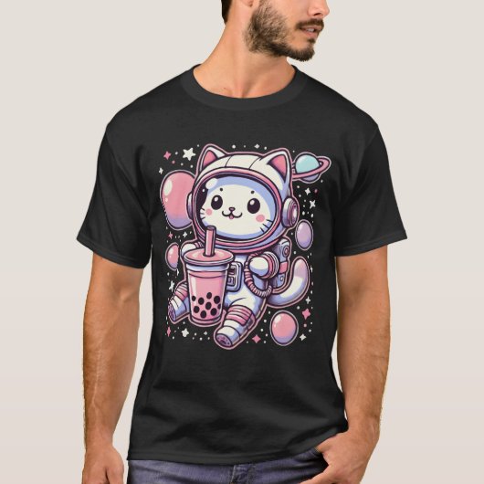 Cat Bubble Bobaea In Space Astronaut Anime boy T-shirt (Voorkant)