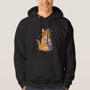 Cat Bubble Tea Cool Retro Fun Weird Bizarre Art Hoodie