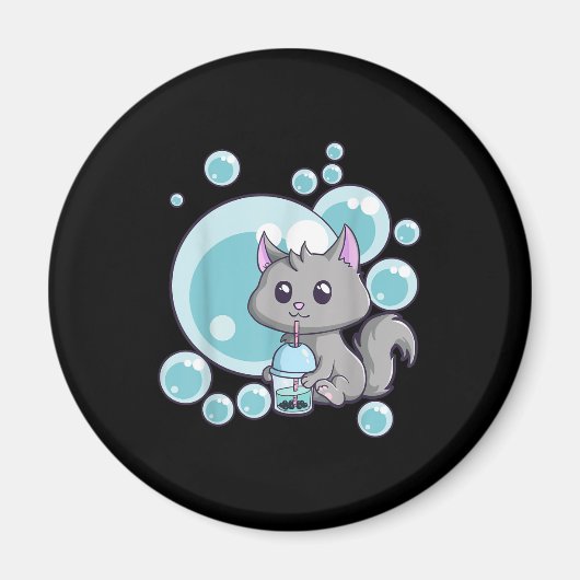 Cat Bubble Tea Gift | Funny Boba Tea Cats Design Magneet (Voorkant)