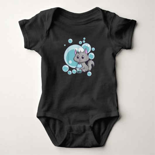 Cat Bubble Tea Gift | Funny Boba Tea Cats Design Romper (Voorkant)