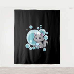 Cat Bubble Tea Gift Funny Boba Tea Cats Design Wandkleed