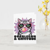 Cat Bubblegum Funny Pop Zonnebril Hart Ogen Kaart (Gele Bloem)