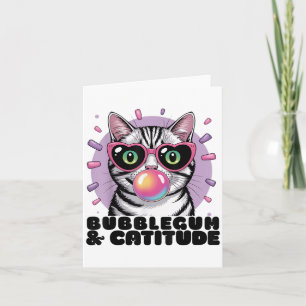 Cat Bubblegum Funny Pop Zonnebril Hart Ogen Kaart