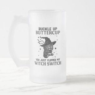 Cat Buckle up Buttercup Funny Halloween Cat Lovers Matglas Bierpul