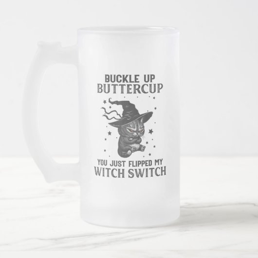 Cat Buckle up Buttercup Funny Halloween Cat Lovers Matglas Bierpul (Links)