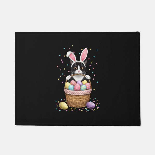 Cat Bunny Ears Eggs Meowy Easter Rabbit Lover Mann Deurmat (Voorkant)