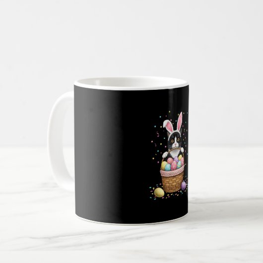 Cat Bunny Ears Eggs Meowy Easter Rabbit Lover Mann Koffiemok (Voorkant links)