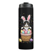 Cat Bunny Ears Eggs Meowy Easter Rabbit Lover Mann Thermosbeker (Voorkant)