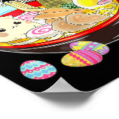 Cat Bunny Ears Ramen Kawaii Paasdag Anime Lover Poster (Hoek)