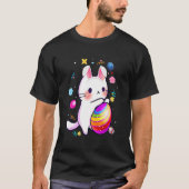 Cat Bunny Rabbit Easter Eggs Basket Egg Hunting Co T-shirt (Voorkant)