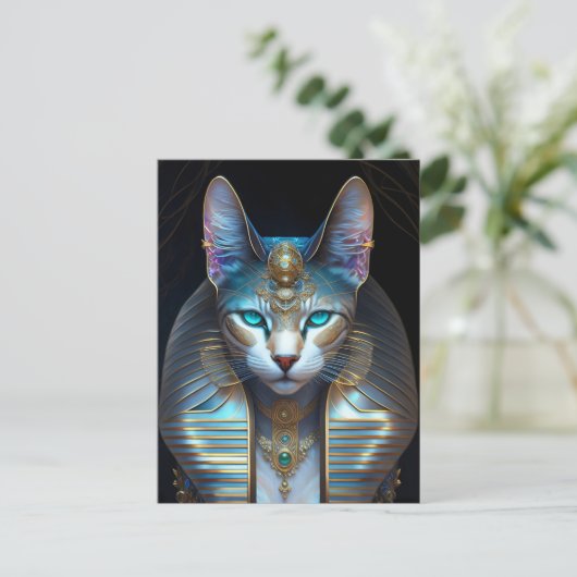 cat bust cool briefkaart (Staand voorkant)