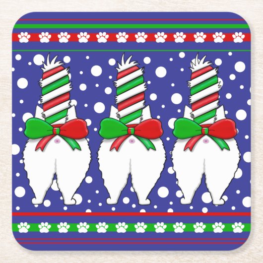 Cat Butt Christmas Groen Kartonnen Onderzetters (Voorkant)