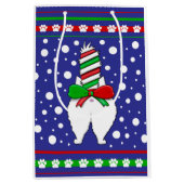 Cat Butt Christmas Groen Medium Cadeauzakje (Voorkant)