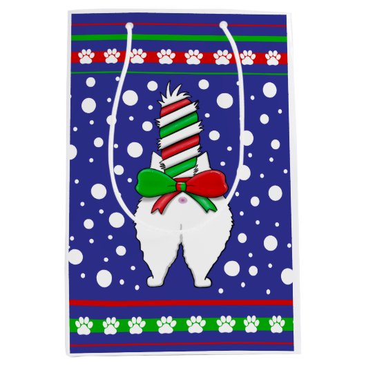 Cat Butt Christmas Groen Medium Cadeauzakje (Voorkant)