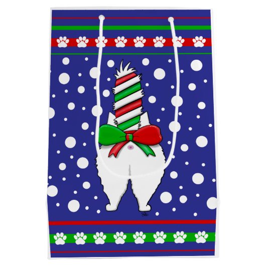 Cat Butt Christmas Groen Medium Cadeauzakje (Achterkant)