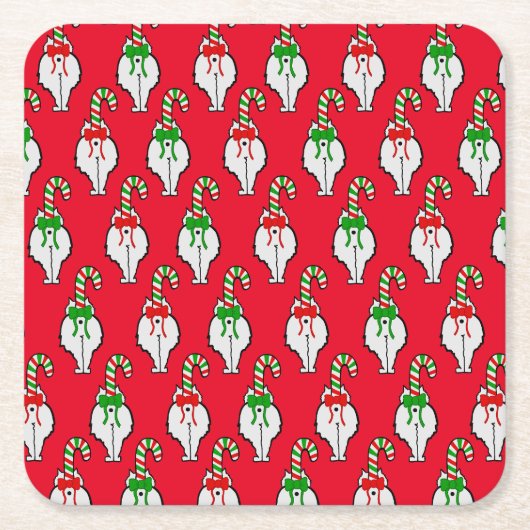 Cat Butt Christmas Kartonnen Onderzetters (Voorkant)