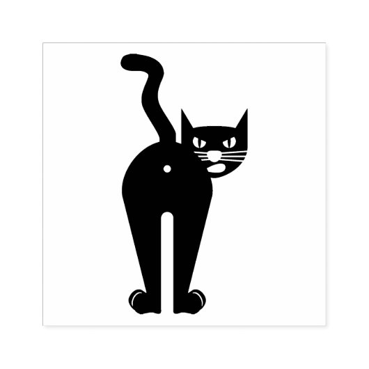 CAT BUTT GRAPPIG ZWART KAT RUBBER STEMPEL (Afrduk)