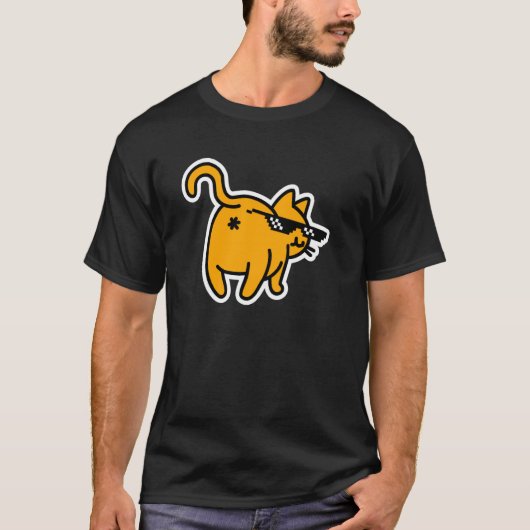 Cat Butt in Face Deal With It Glasses Meme Funny T-shirt (Voorkant)