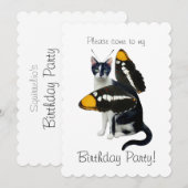 Cat Butterfly Birthday Party Invitation Kaart (Voorkant / Achterkant)