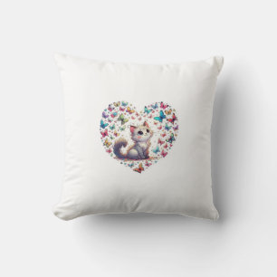 Cat & Butterfly Heart Sierkussen