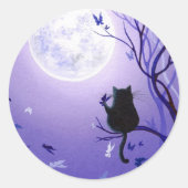 Cat Butterfly Swirl Ronde Sticker (Voorkant)