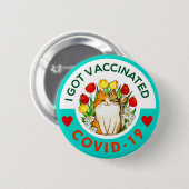 Cat-Button met covid-vaccinatie Ronde Button 5,7 Cm (Voorkant /achterkant)