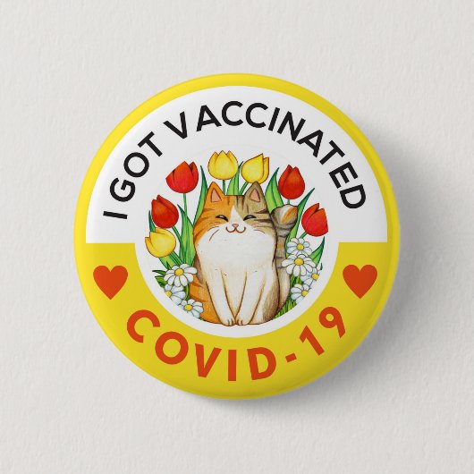 Cat-Button met covid-vaccinatie Ronde Button 5,7 Cm (Voorkant)