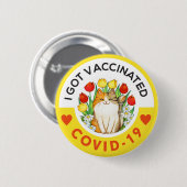 Cat-Button met covid-vaccinatie Ronde Button 5,7 Cm (Voorkant /achterkant)