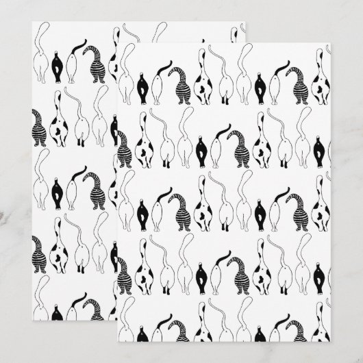Cat Butts Pattern Feestdagenkaart (Voorkant / Achterkant)