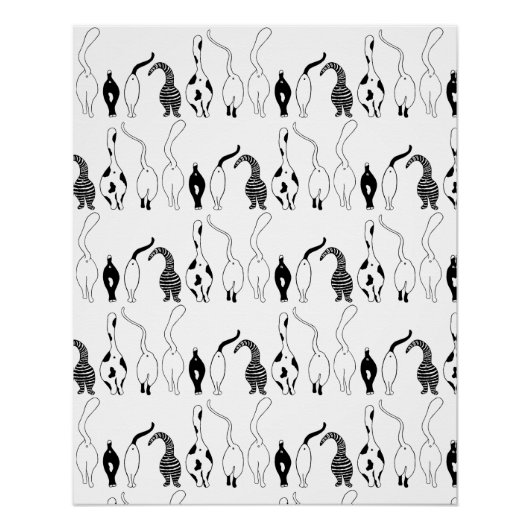 Cat Butts Pattern Perfect Poster (Voorkant)