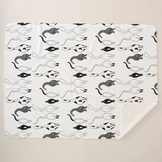 Cat Butts Pattern Sherpa Deken (Voorkant (horizontaal))