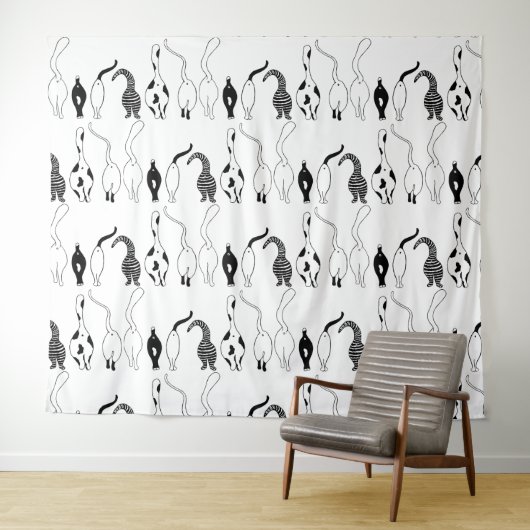 Cat Butts Pattern Wandkleed (In Situ (horizontaal))