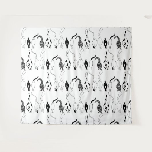 Cat Butts Pattern Wandkleed (Voorkant (horizontaal))