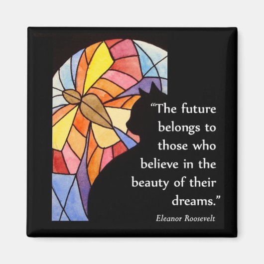 Cat by Window met Vlinder - Magneet (Voorkant)