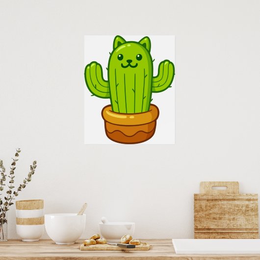 Cat cactus catcus poster (Keuken)