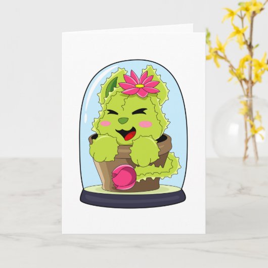 Cat Cactus Kaart (Gele Bloem)