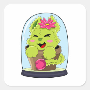 Cat Cactus Vierkante Sticker