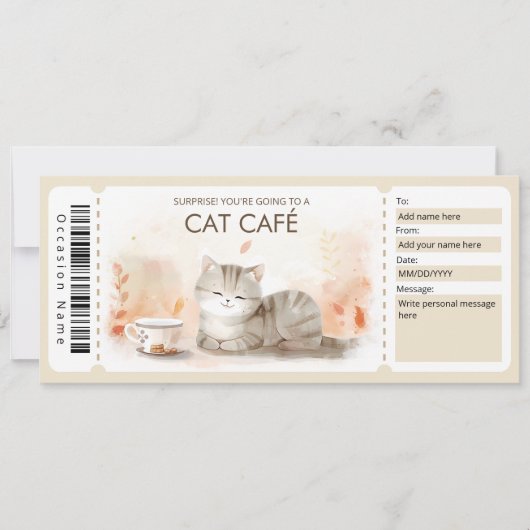 Cat Cafe Cadeaubon voor een kattenliefhebber Kaart (Voorkant)