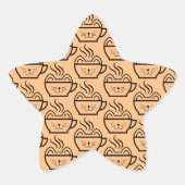 Cat Cafe patroon Ster Sticker (Voorkant)