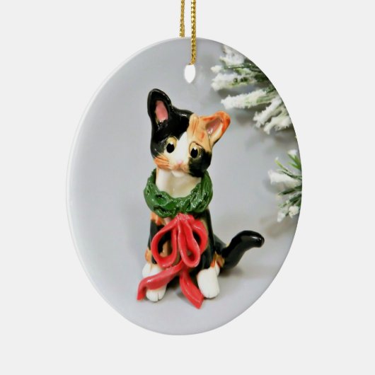 Cat Calico Holiday Ceramic Ornament (Rechts)