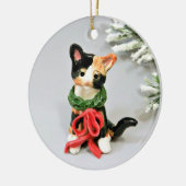 Cat Calico Holiday Ceramic Ornament (Links)
